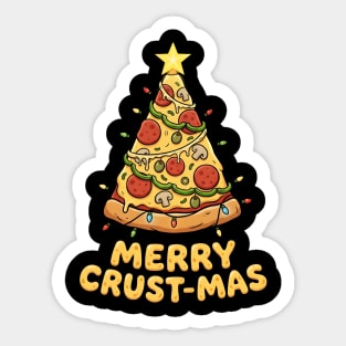 Merry Crustmas Pizza Christmas Tree Lights Sticker